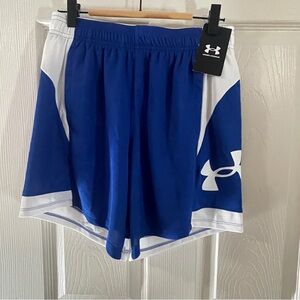 Under Armour UA Baseline 6” Women's Athletic Shorts Royal Blue White XS